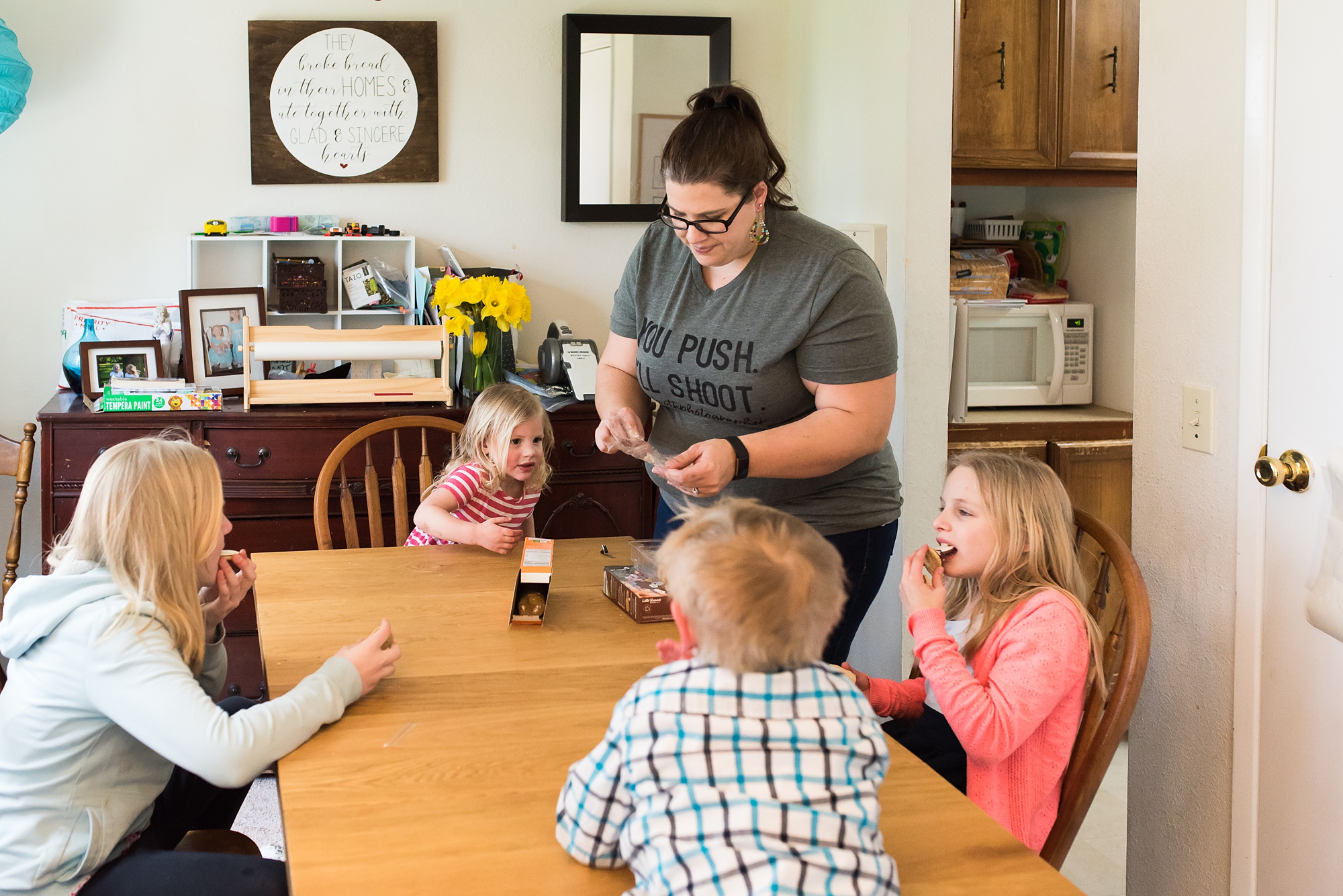kids at table having cookies - military family photography