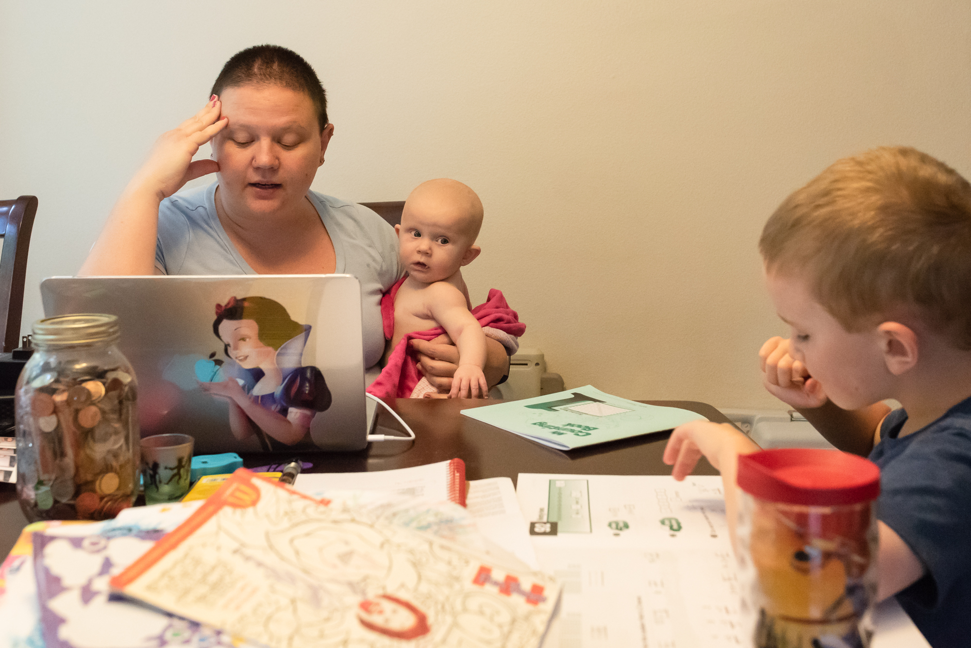 mom does homeschool with son